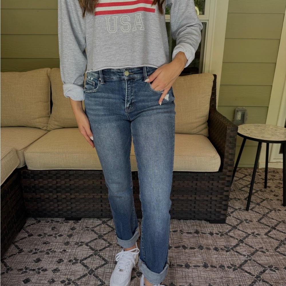 Stylish Blue Straight Leg Women's Jeans